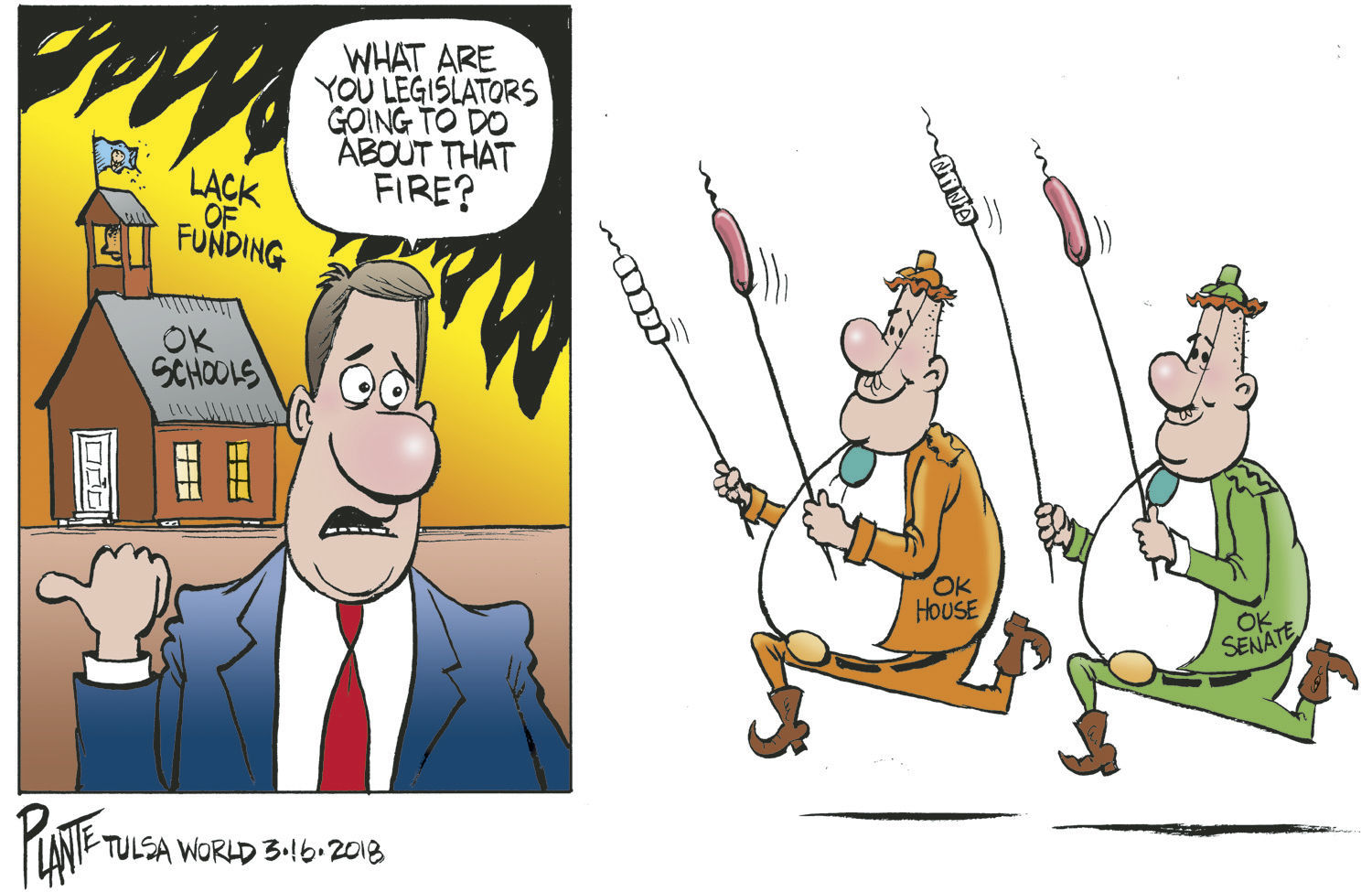Bruce Plante Cartoon: Oklahoma Fire Brigade